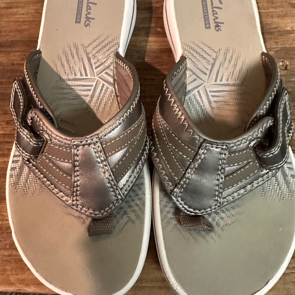 Clarks Silver Slide Sandals